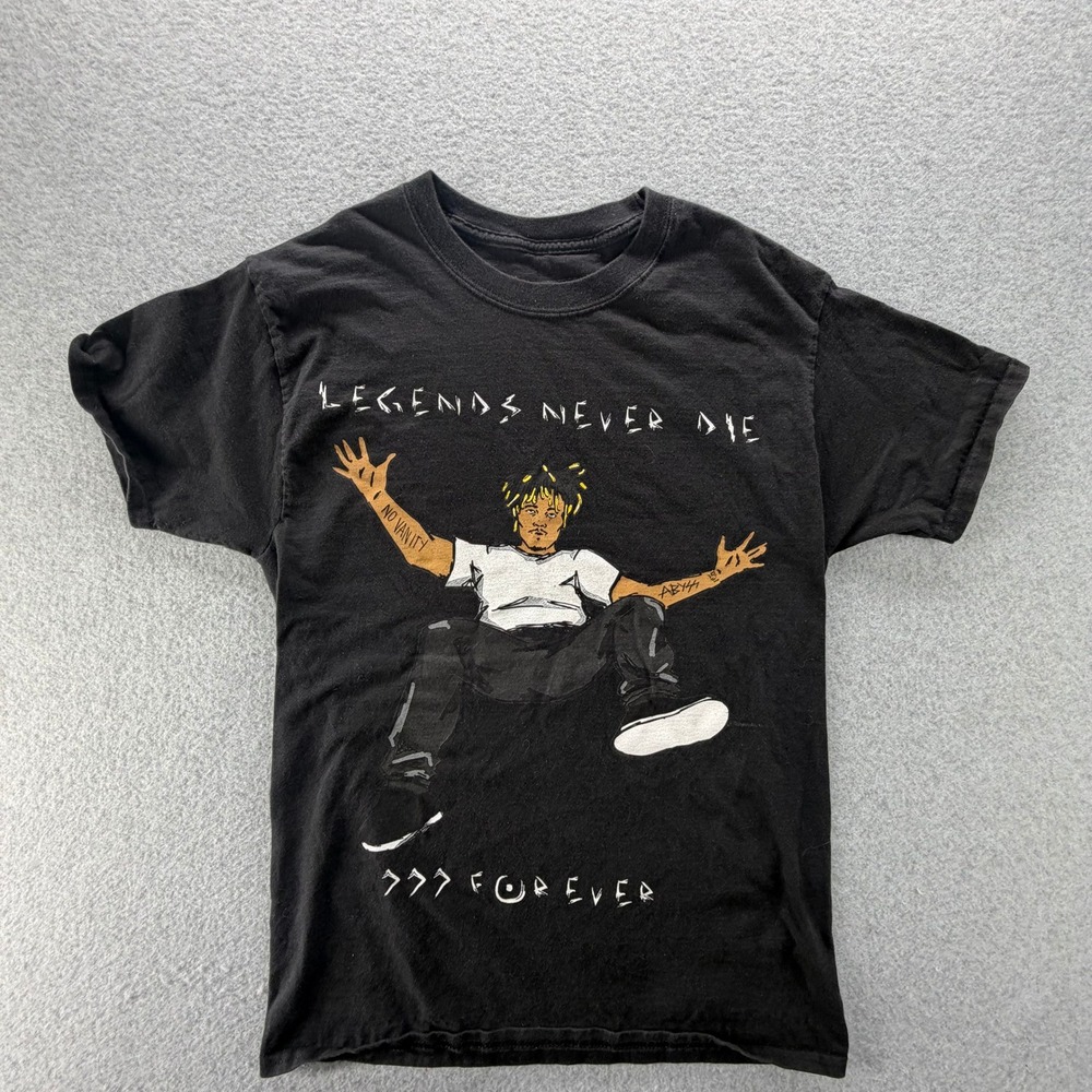 999 Club Juice WRLD Legends Never Die Black Graphic T-Shirt Mens Medium 0591‎